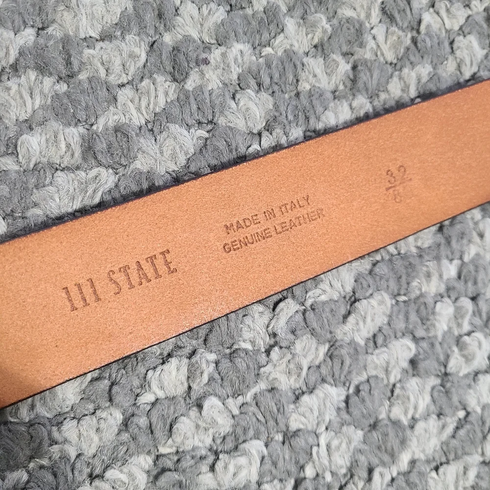 111 State‎ Brown Leather Belt with Gold Toned Buckle 32 Italy